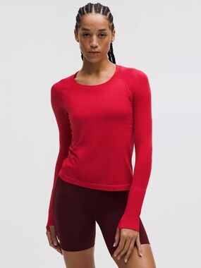 Lululemon Swiftly Tech Long Sleeve 2.0 Race Length Oxford Red size 12 BRAND NEW
